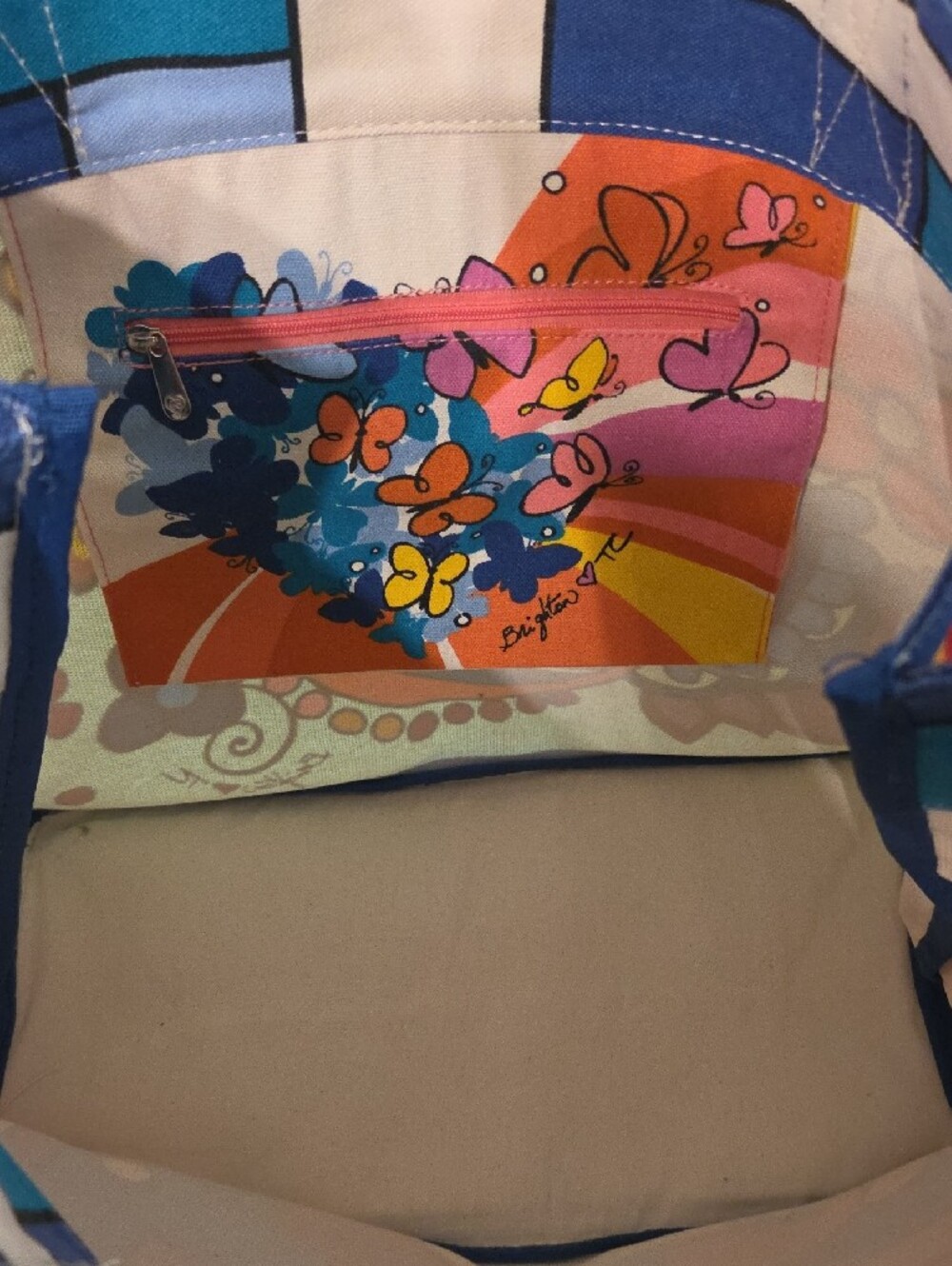 Brighton Multi-Color LOVE Graphic Tote - Yellow, Red, Blue, Orange, Pink - Picture 4 of 5